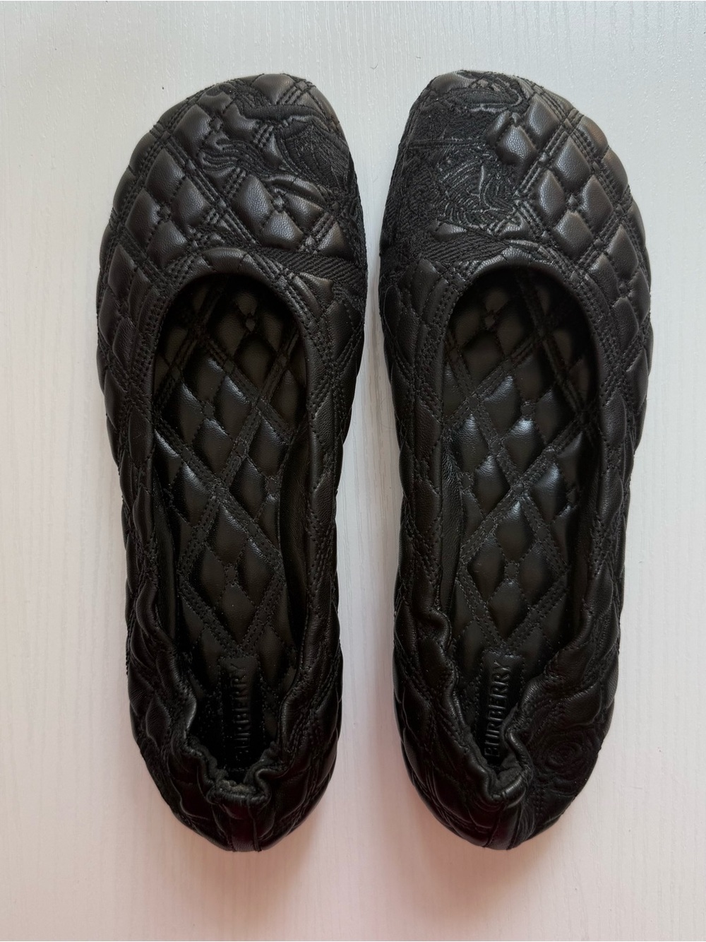 Burberry Black Quilted Leather Ballet Flats